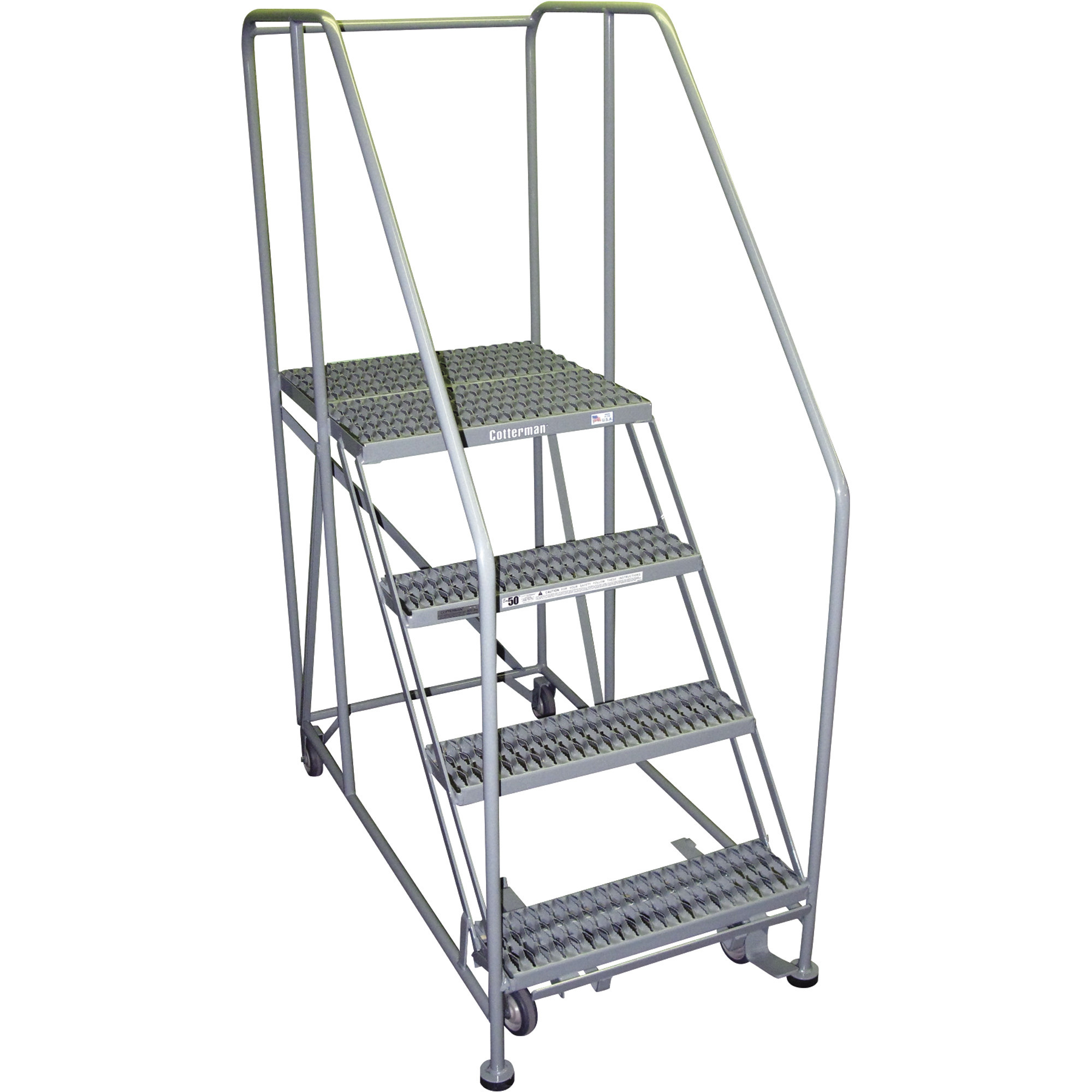 Cotterman Rolling Work Platform, 800-Lb. Capacity, 24in. x 24in. Work Platform, 4 Step, Model# 4WP2424RA3B4B8AC1P6